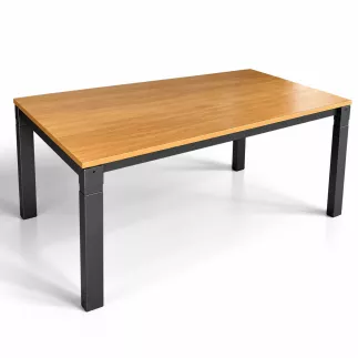BIGLA BST2 ERGO│Bureau droit réglable │L180 x P90 cm│Hêtre naturel/Noir