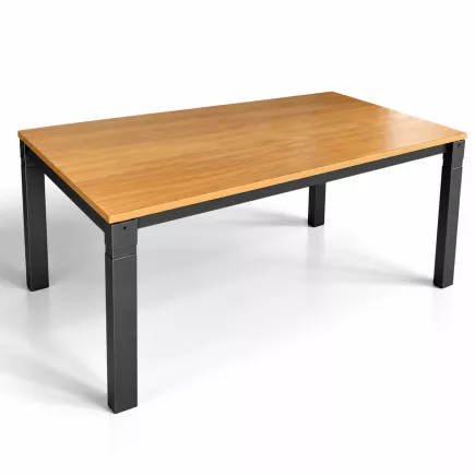 BIGLA BST2 ERGO│Bureau droit réglable │L180 x P90 cm│Hêtre naturel/Noir