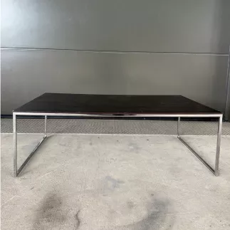 SANMA │Table basse rectangulaire │L 120 x P 70 x H 40.5 cm │Chromés/Frêne Noir