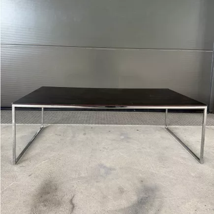 SANMA │Table basse rectangulaire │L 120 x P 70 x H 40.5 cm │Chromés/Frêne Noir