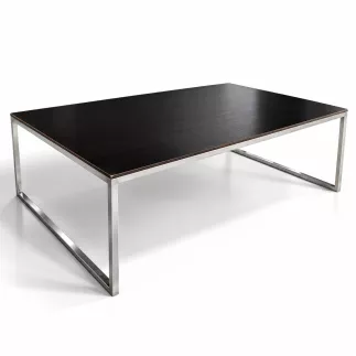 SANMA │Table basse rectangulaire │L 120 x P 70 x H 40.5 cm │Chromés/Frêne Noir