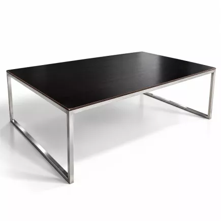 SANMA │Table basse rectangulaire │L 120 x P 70 x H 40.5 cm │Chromés/Frêne Noir