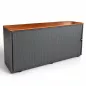 BIGLA NOVA16│Armoire basse à rideau│L 160 x H 76 cm│Noyer / Acier noir