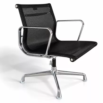 VITRA Aluminium Chair│Modèle EA 108│Designer Charles et Ray Eames│Siège d'accueil/visiteurs/conférence│ Chromés / Noir