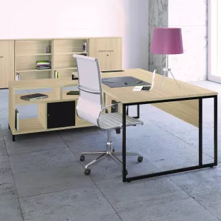 STRICTO│Bureau Direction avec meuble retour ouvert L 180-200 cm